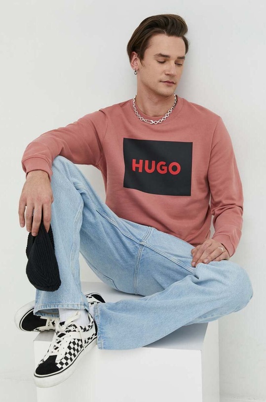 Хлопковая кофта HUGO 50467944 розовый AA00