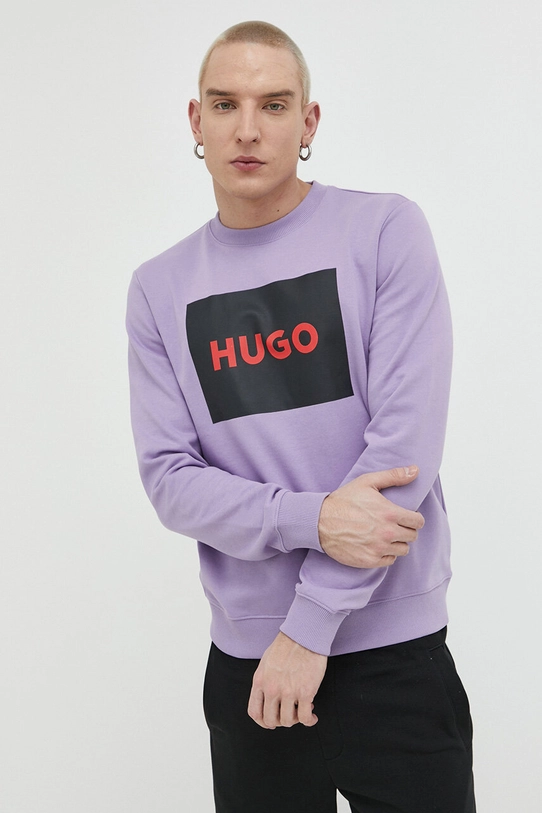 HUGO bluza bawełniana fioletowy 50467944