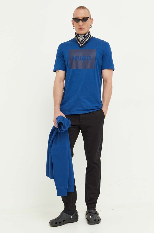 HUGO bluza bawełniana 50467944 niebieski AA00