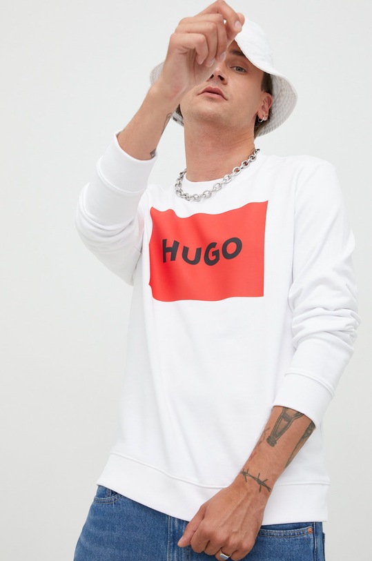 HUGO bluza bawełniana 50467944 nadruk biały 50467944