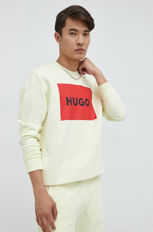 HUGO bluza bawełniana 50467944 nadruk żółty 50467944