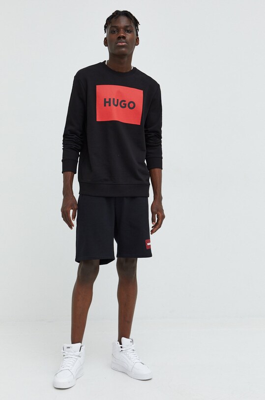 Βαμβακερή μπλούζα HUGO 50467944 μαύρο AA00