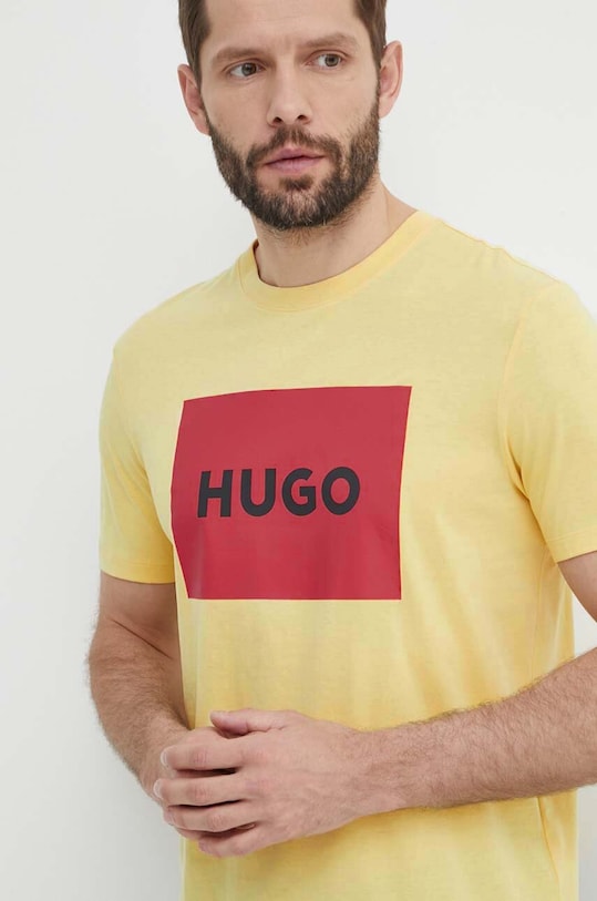 HUGO tricou din bumbac print galben 50467952