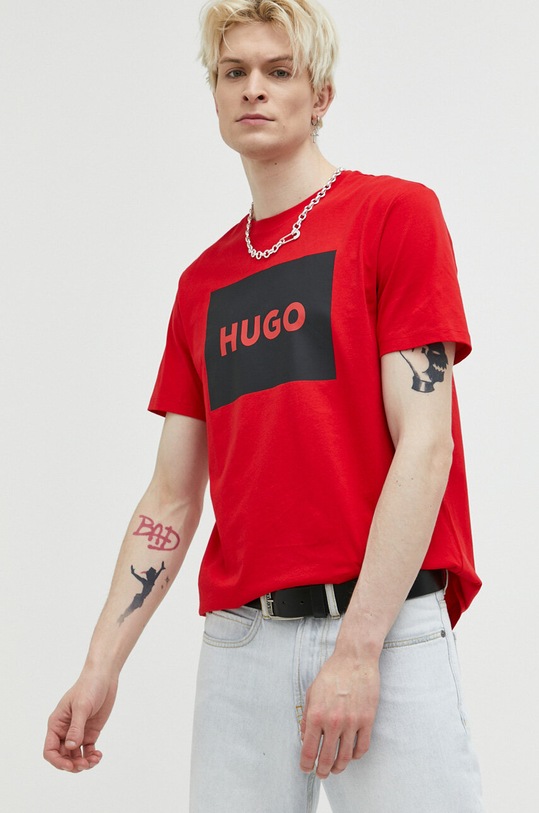 HUGO tricou din bumbac print rosu 50467952
