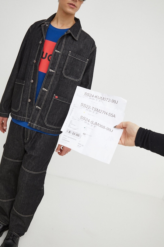 Хлопковая футболка HUGO 50467952 голубой AW25