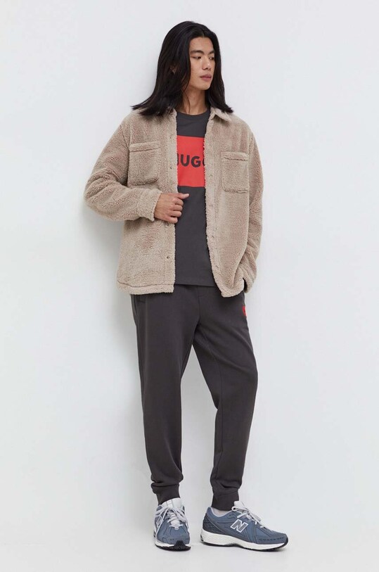 Хлопковая футболка HUGO 50467952 серый AW25