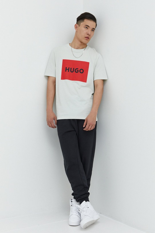 HUGO t-shirt bawełniany 50467952 nadruk zielony 50467952