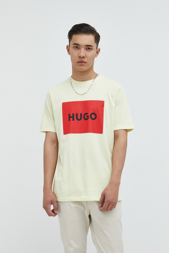 HUGO tricou din bumbac print galben 50467952