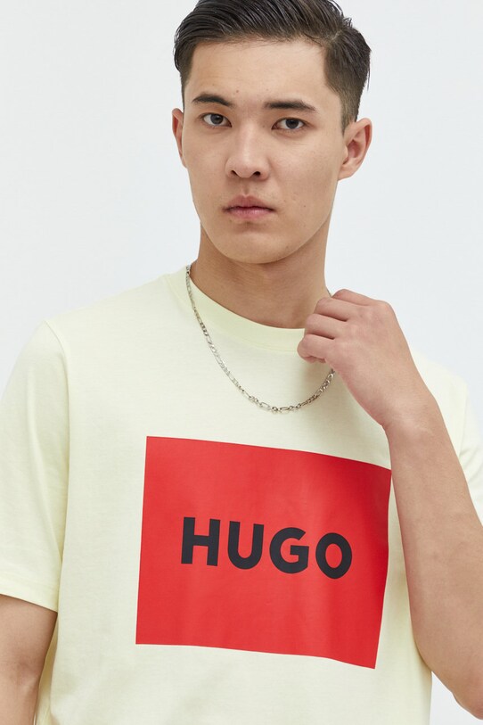 HUGO t-shirt bawełniany 50467952 żółty 50467952