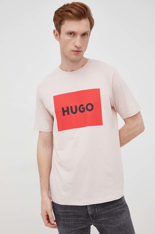 HUGO t-shirt bawełniany Dulive222 różowy 50467952