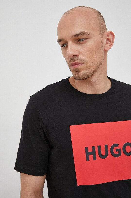 Бавовняна футболка HUGO чорний 50467952