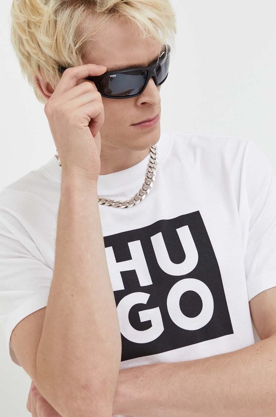 HUGO t-shirt bawełniany beżowy 50473891