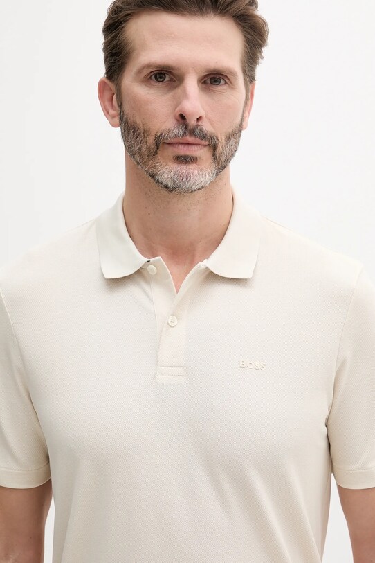 Oblečení Bavlněné polo tričko BOSS 50467113 béžová