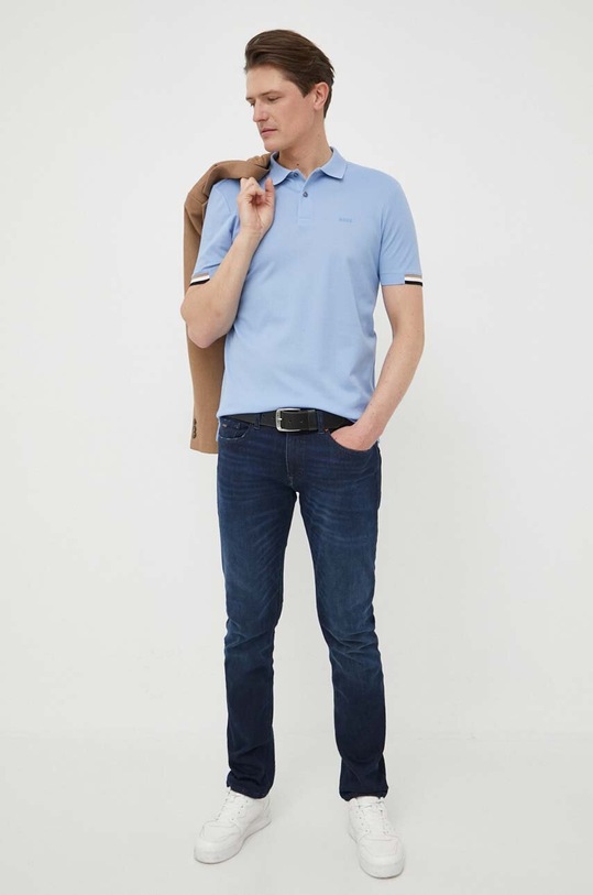 BOSS polo bawełniane 50467113 niebieski AA00