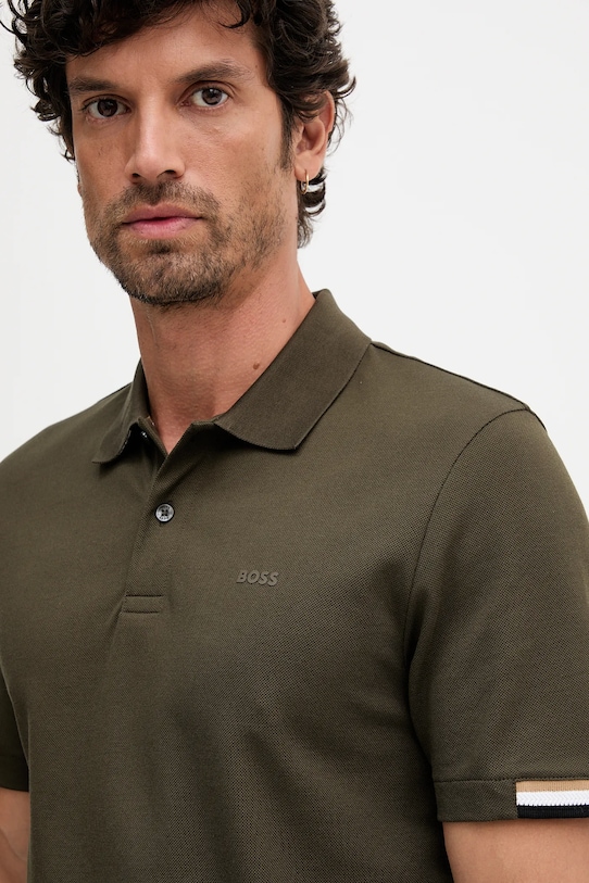 BOSS polo bawełniane zielony 50467113
