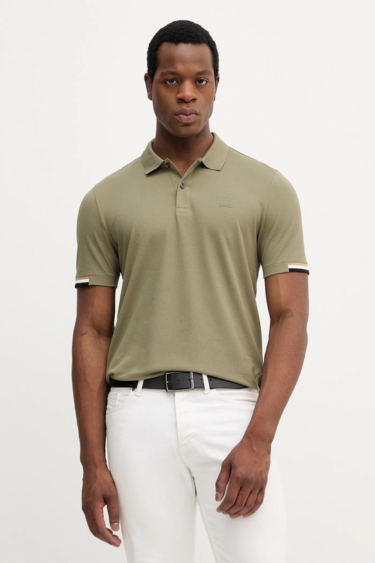 BOSS polo de bumbac verde 50467113