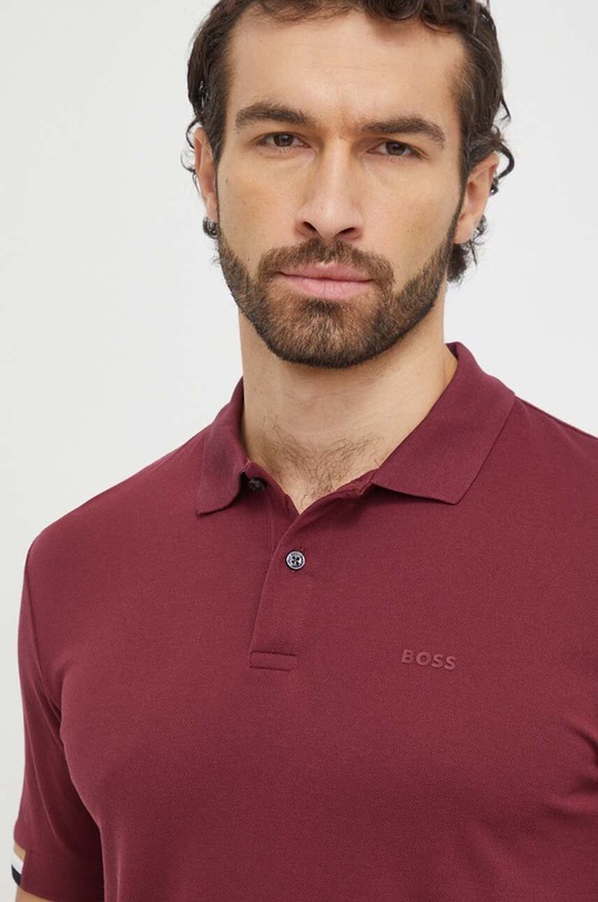 Oblečenie Bavlnené polo tričko BOSS 50467113 burgundské