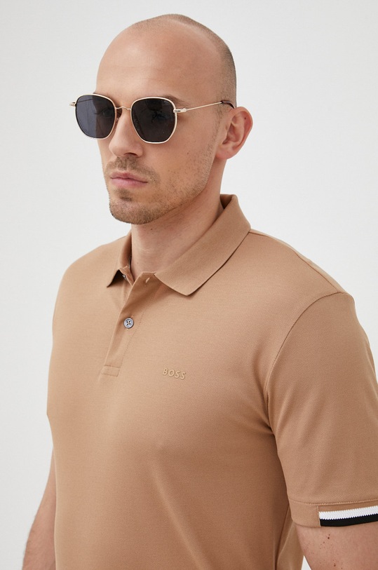 Pamučna polo majica BOSS bež 50467113