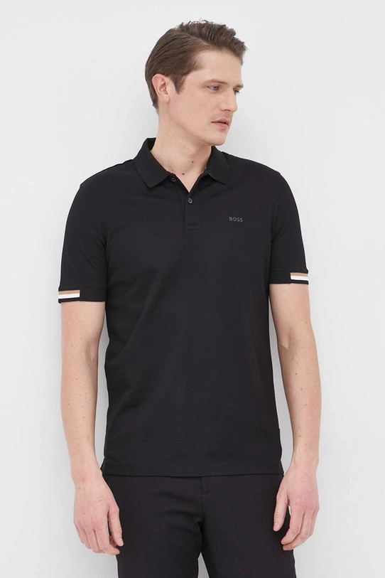 BOSS polo de bumbac negru 50467113