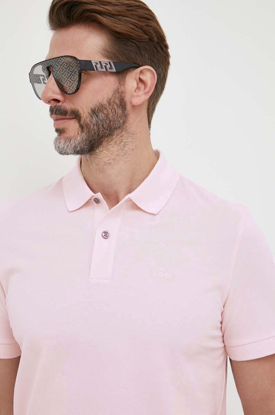 BOSS polo bawełniane różowy 50468301
