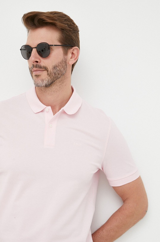 BOSS polo bawełniane różowy 50468301