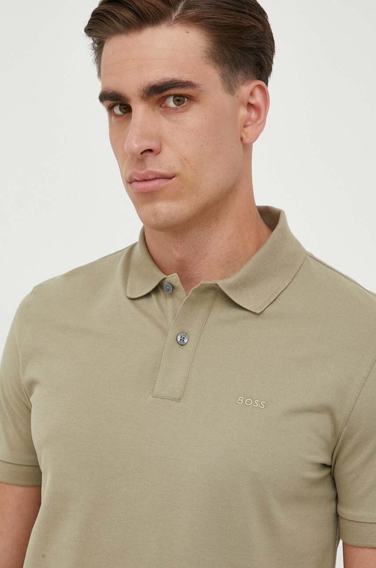 Bavlněné polo tričko BOSS zelená 50468301