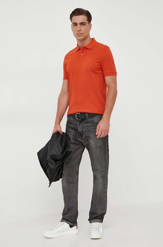 BOSS polo de bumbac 50468301 portocaliu SS24