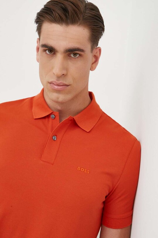 BOSS polo bawełniane pomarańczowy 50468301