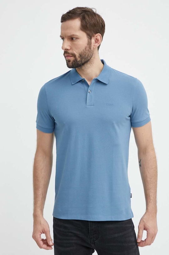 BOSS polo bawełniane 50468301 niebieski SS24