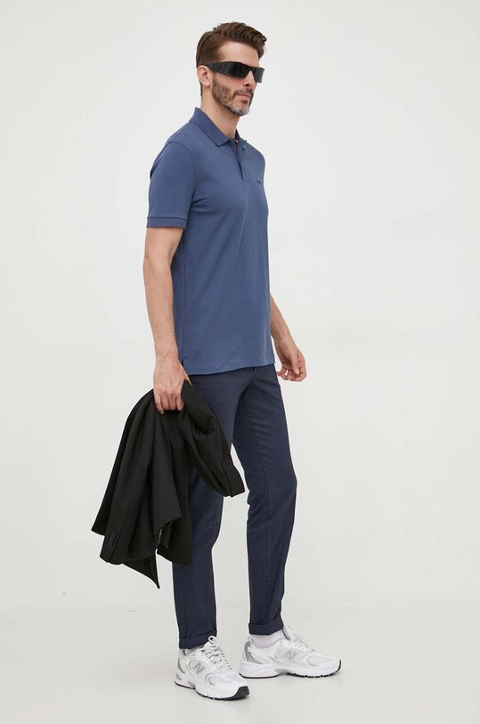 BOSS polo bawełniane 50468301 niebieski SS24