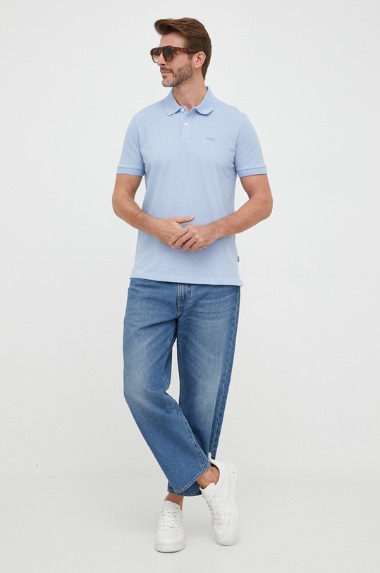 BOSS polo bawełniane 50468301 fioletowy SS24