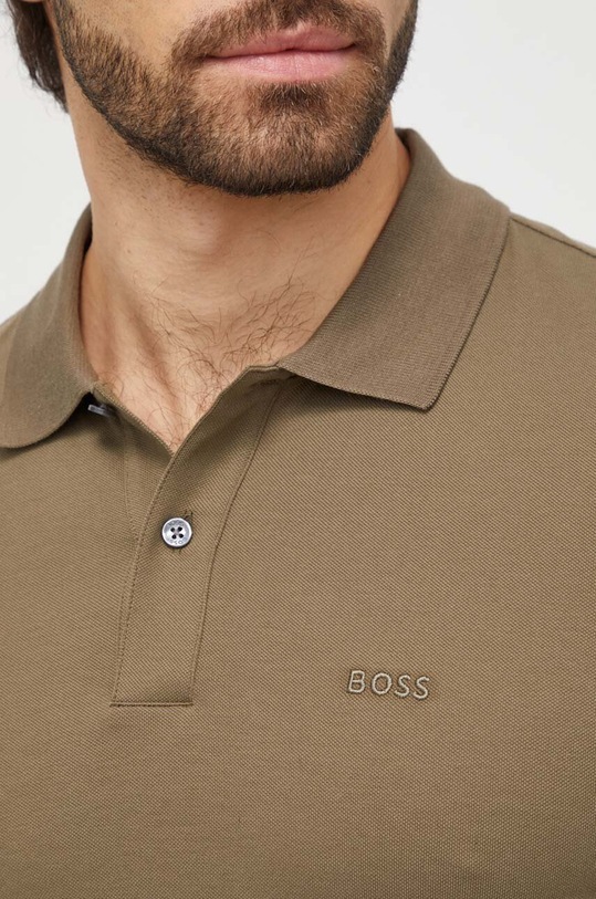 Bavlněné polo tričko BOSS zelená 50468301
