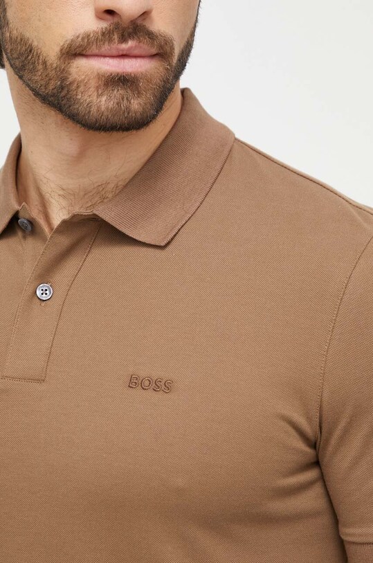 BOSS polo bawełniane brązowy 50468301