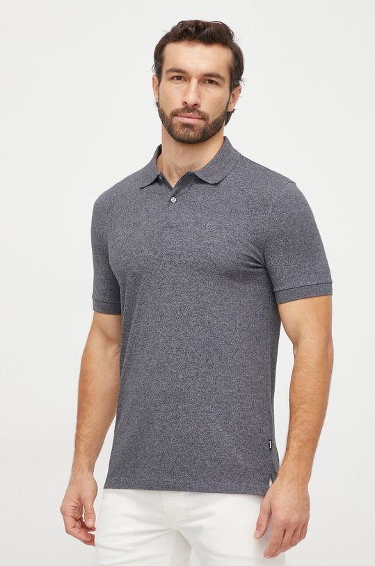 Bavlněné polo tričko BOSS šedá 50468301