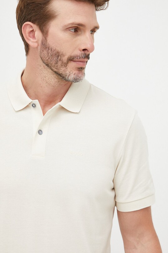 BOSS polo de bumbac uni bej 50468301