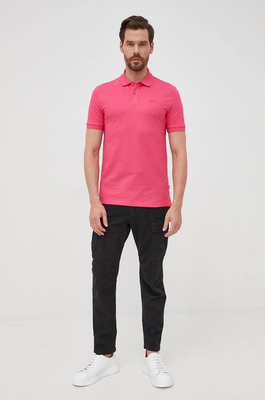 BOSS polo bawełniane 50468301 50468301 różowy SS24