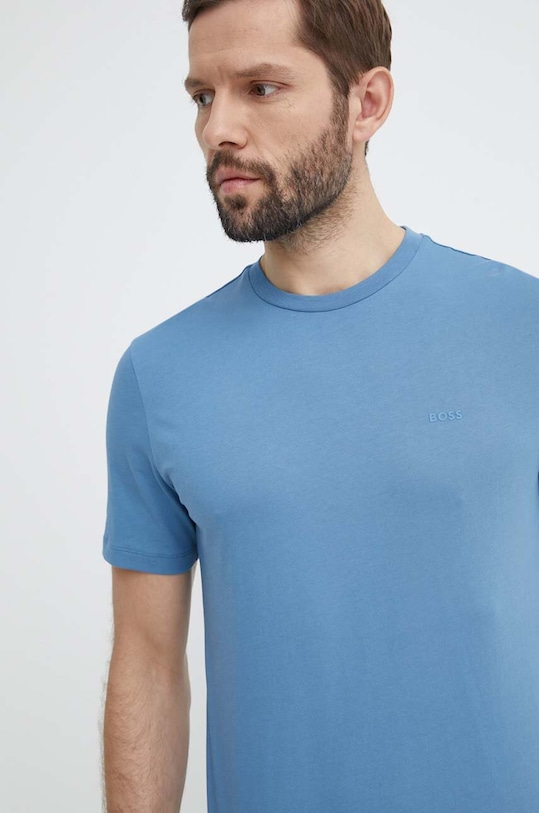 BOSS t-shirt bawełniany bawełna niebieski 50468347