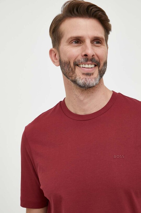 BOSS t-shirt bawełniany bawełna bordowy 50468347