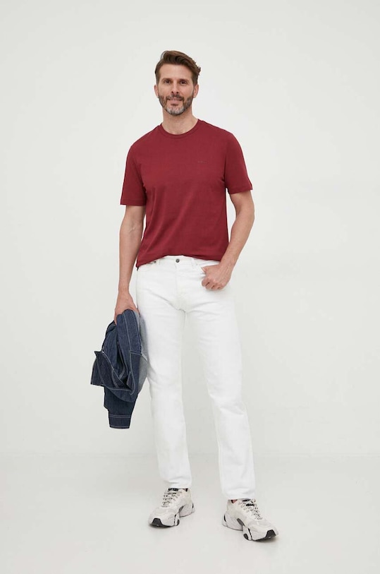 BOSS t-shirt bawełniany 50468347 bordowy AA00