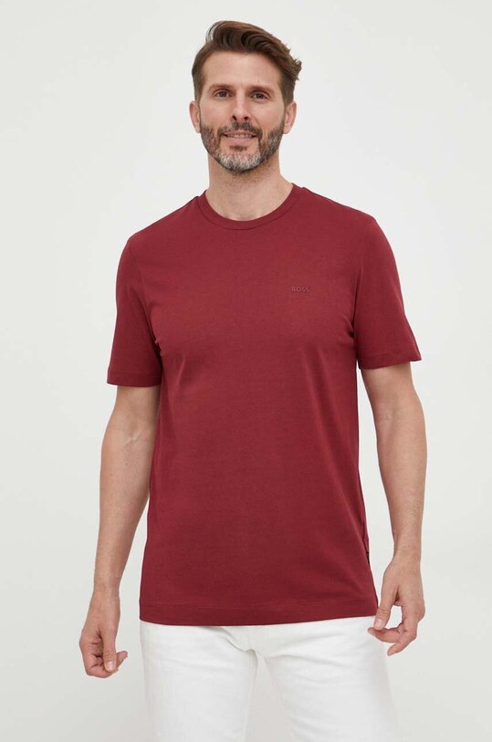 BOSS t-shirt bawełniany bordowy 50468347