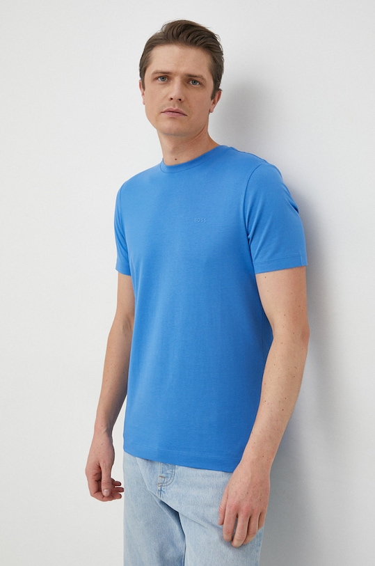 BOSS tricou din bumbac uni albastru 50468347