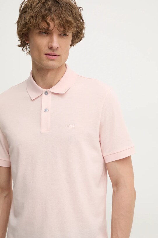 BOSS polo de bumbac roz 50468362