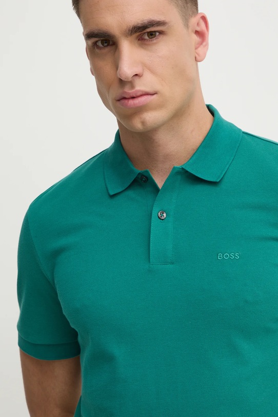 BOSS polo bawełniane Pallas zielony 50468362
