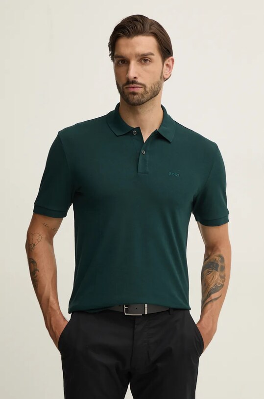 BOSS polo de bumbac verde 50468362