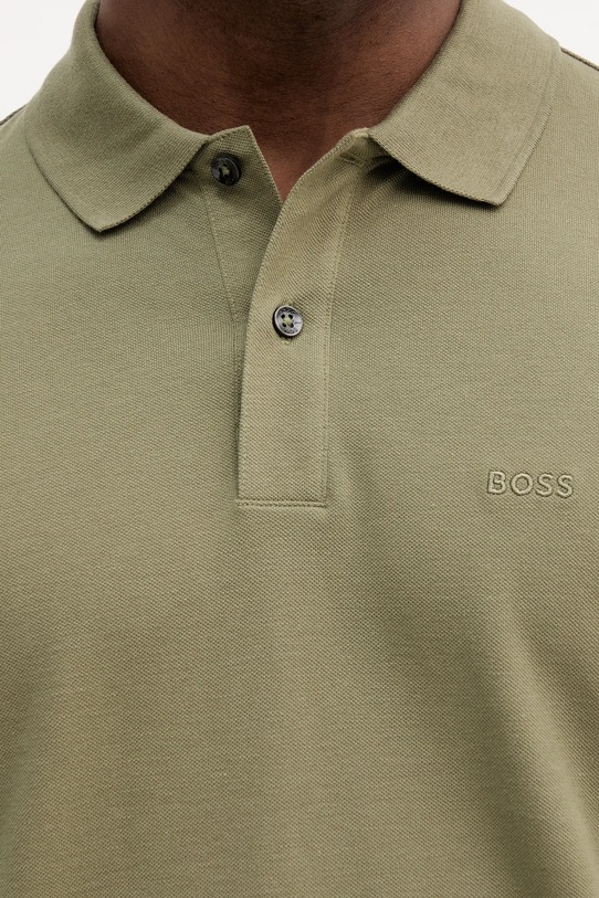 Памучна тениска с яка BOSS 50468362 зелен