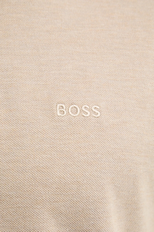 Памучна тениска с яка BOSS 50468362 бежов