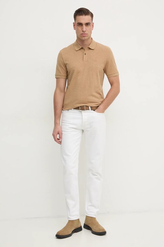 BOSS polo bawełniane 50468362 beżowy AA00