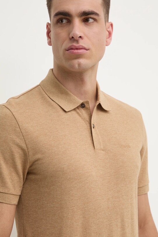BOSS polo bawełniane beżowy 50468362
