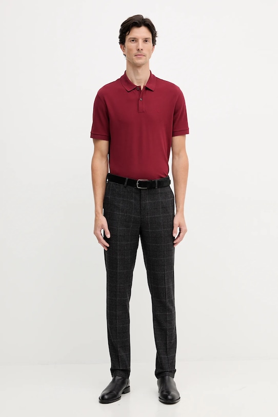 BOSS polo bawełniane 50468362 bordowy AA00