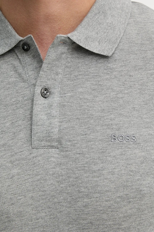 Bavlněné polo tričko BOSS 50468362 šedá